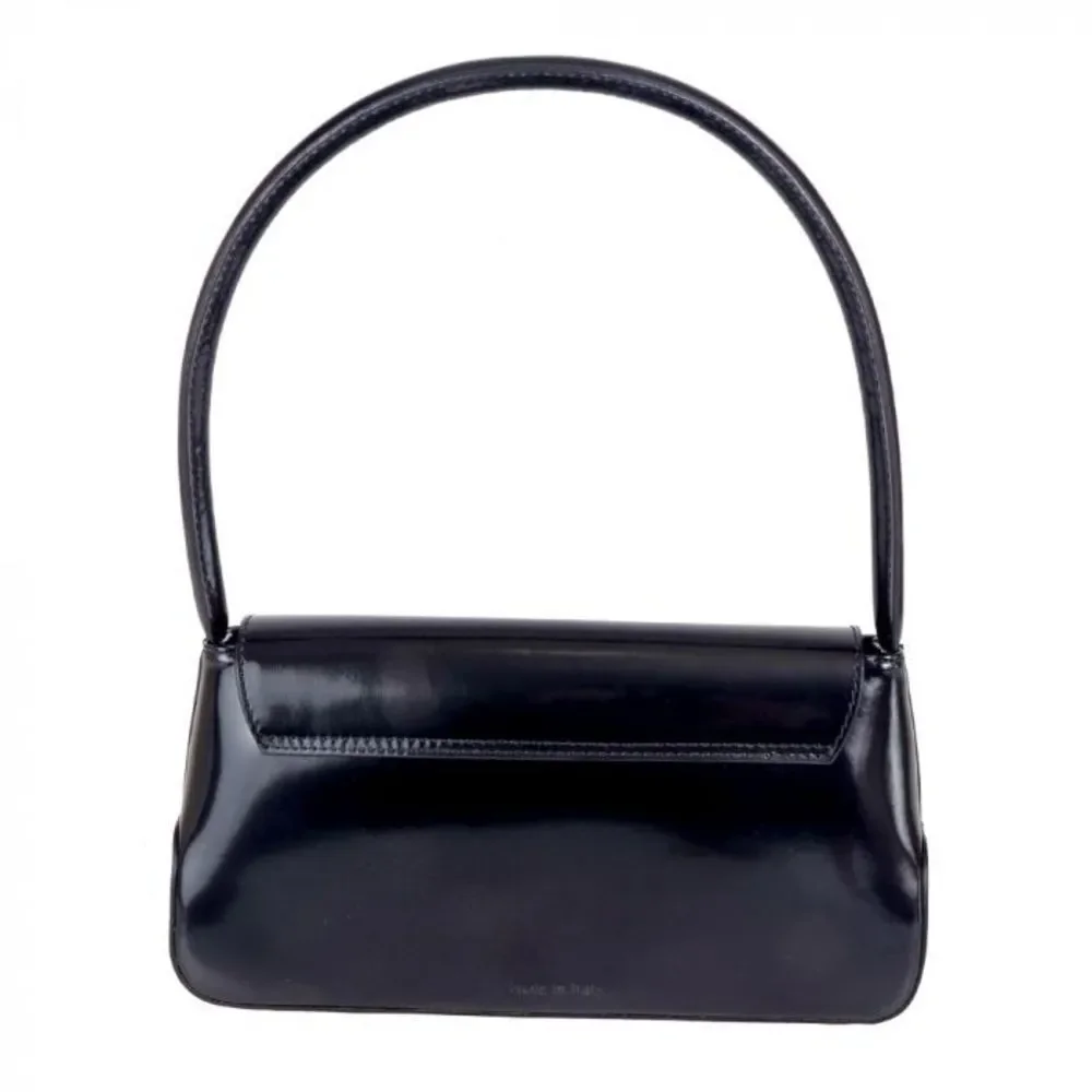 NWT Pratesi Firenze Black Polished Calf Leather Satchel Bag Italy